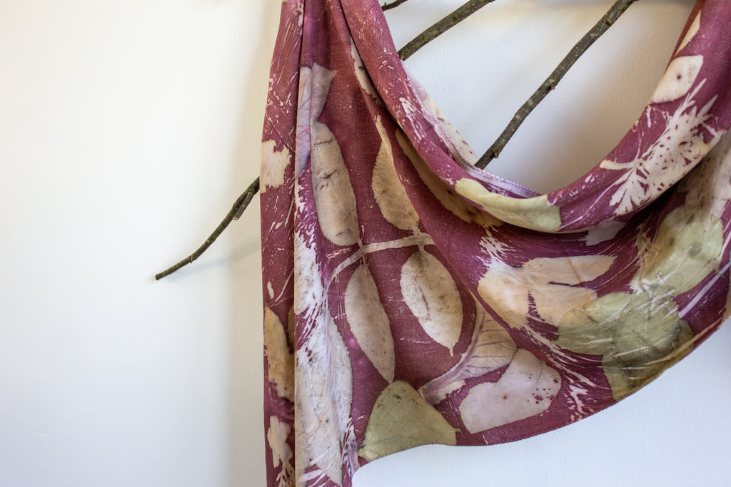 Purple Cotton Scarf Botanical Print