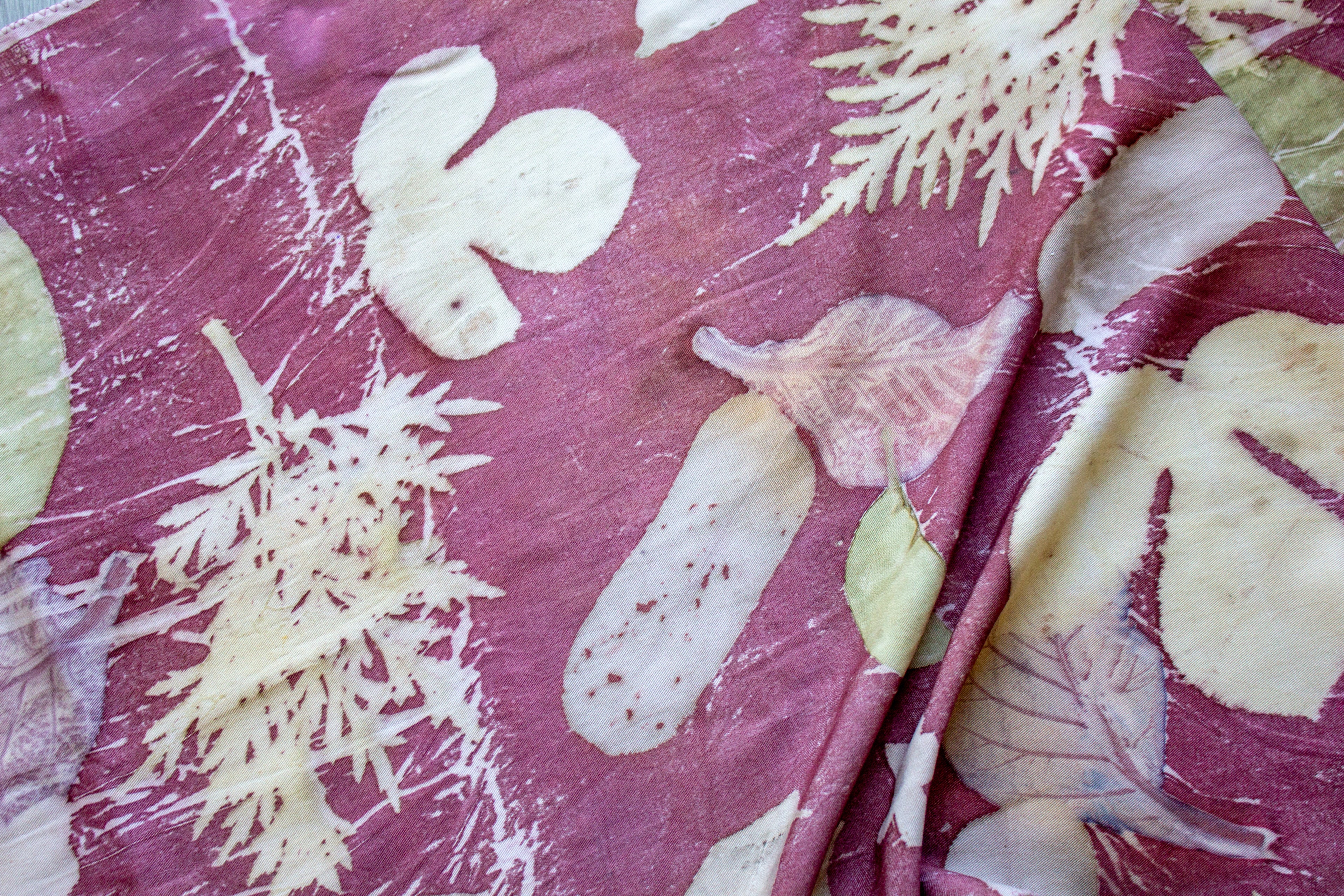 Purple Cotton Scarf Botanical Print