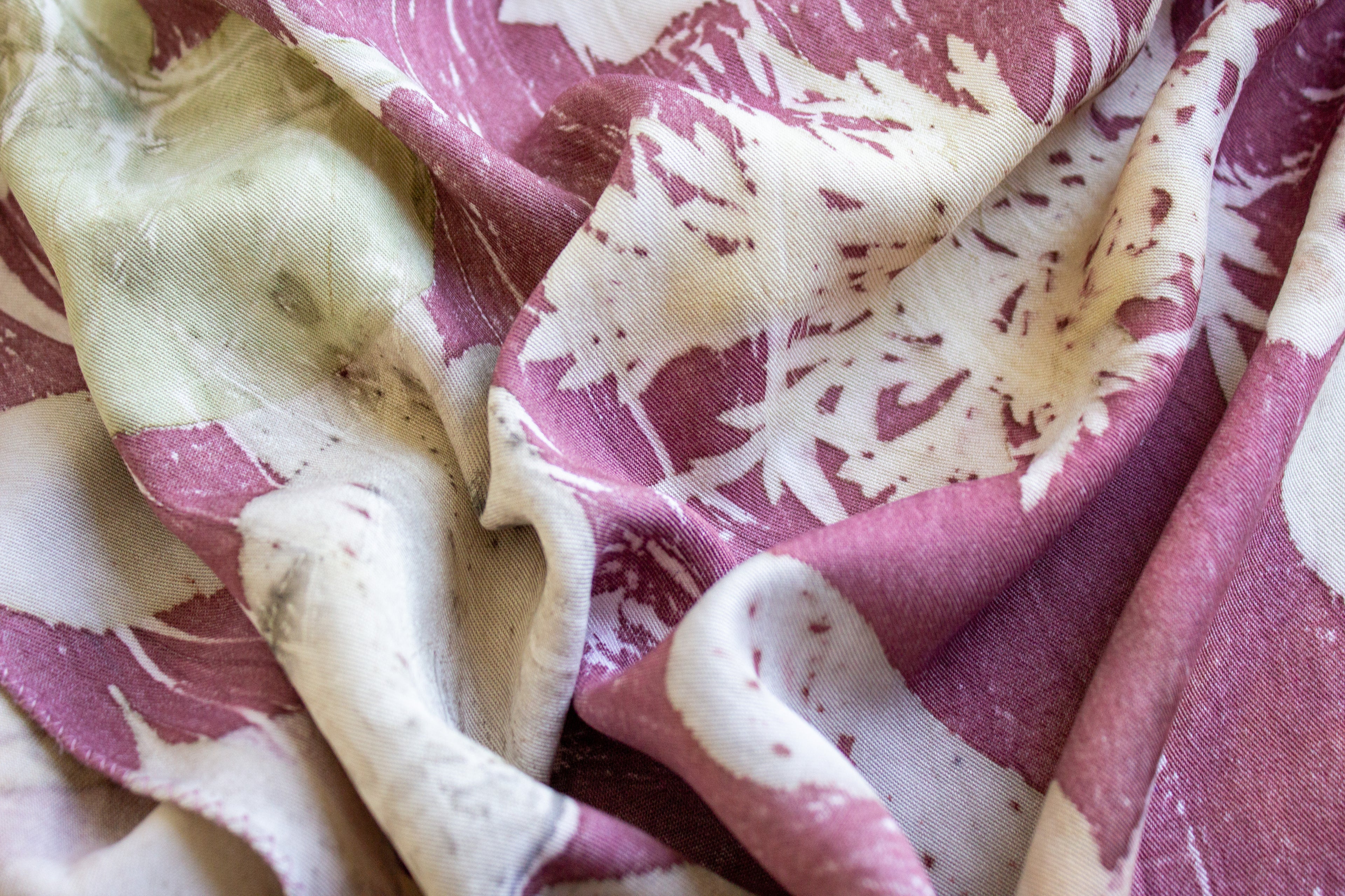 Purple Cotton Scarf Botanical Print