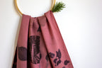 Dark Pink Cotton Scarf Botanical Print