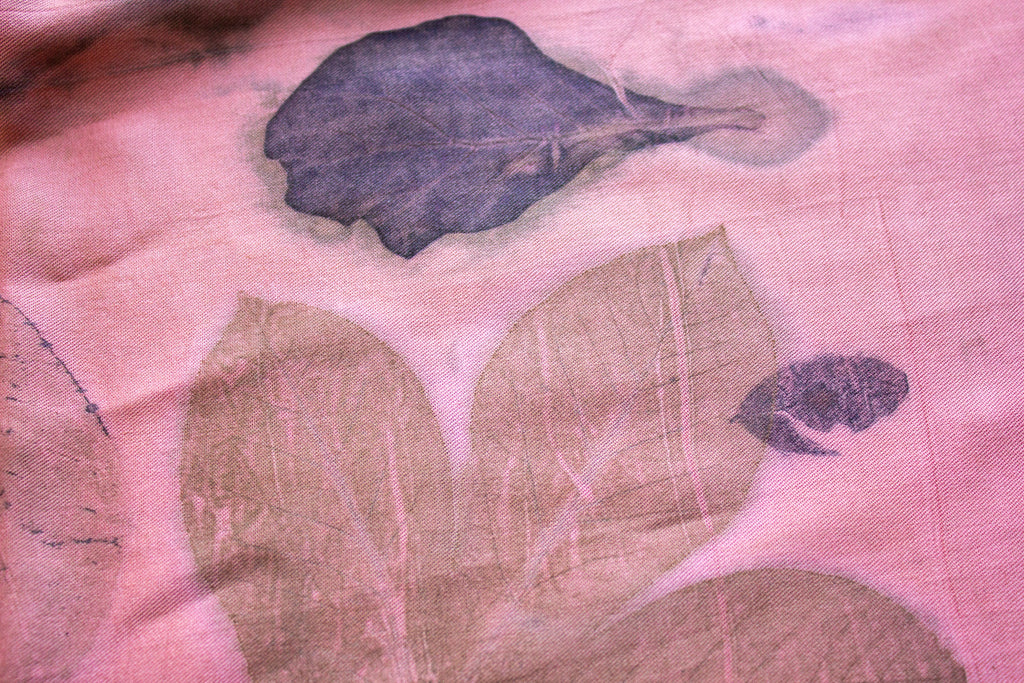 Dark Pink Cotton Scarf Botanical Print