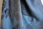 Blue Cotton Scarf Ecoprinted With Real Leaves