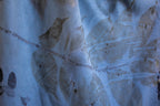 Blue Cotton Scarf Ecoprinted With Real Leaves
