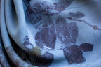 Blue Cotton Scarf Ecoprinted With Real Leaves