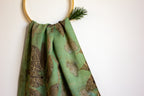 Green Cotton Scarf Botanical Print