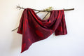 Maroon Cotton Scarf Ecoprinted With Real Leaves
