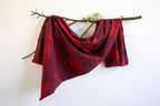 Maroon Cotton Scarf Ecoprinted With Real Leaves