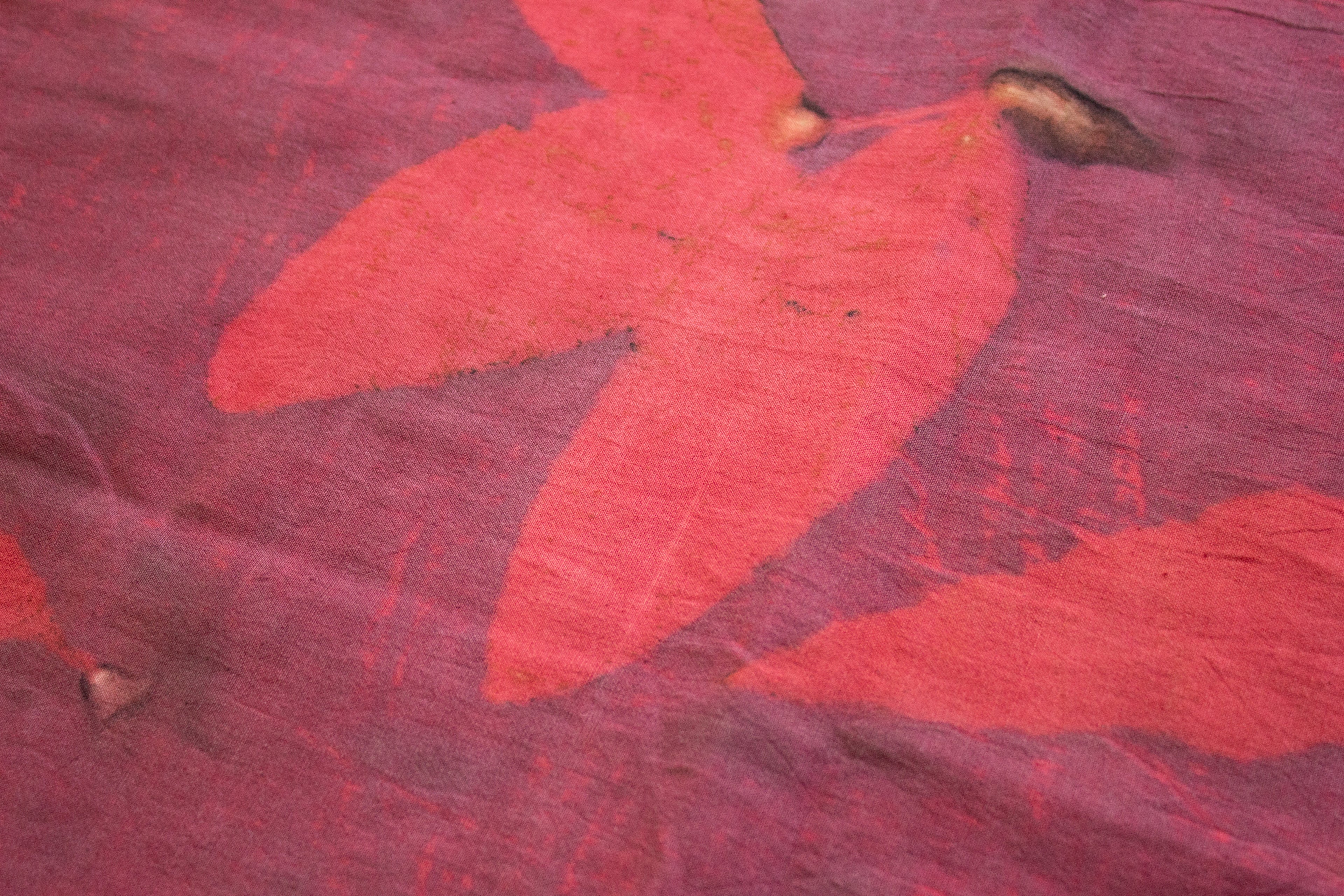 Maroon Cotton Scarf Ecoprinted With Real Leaves