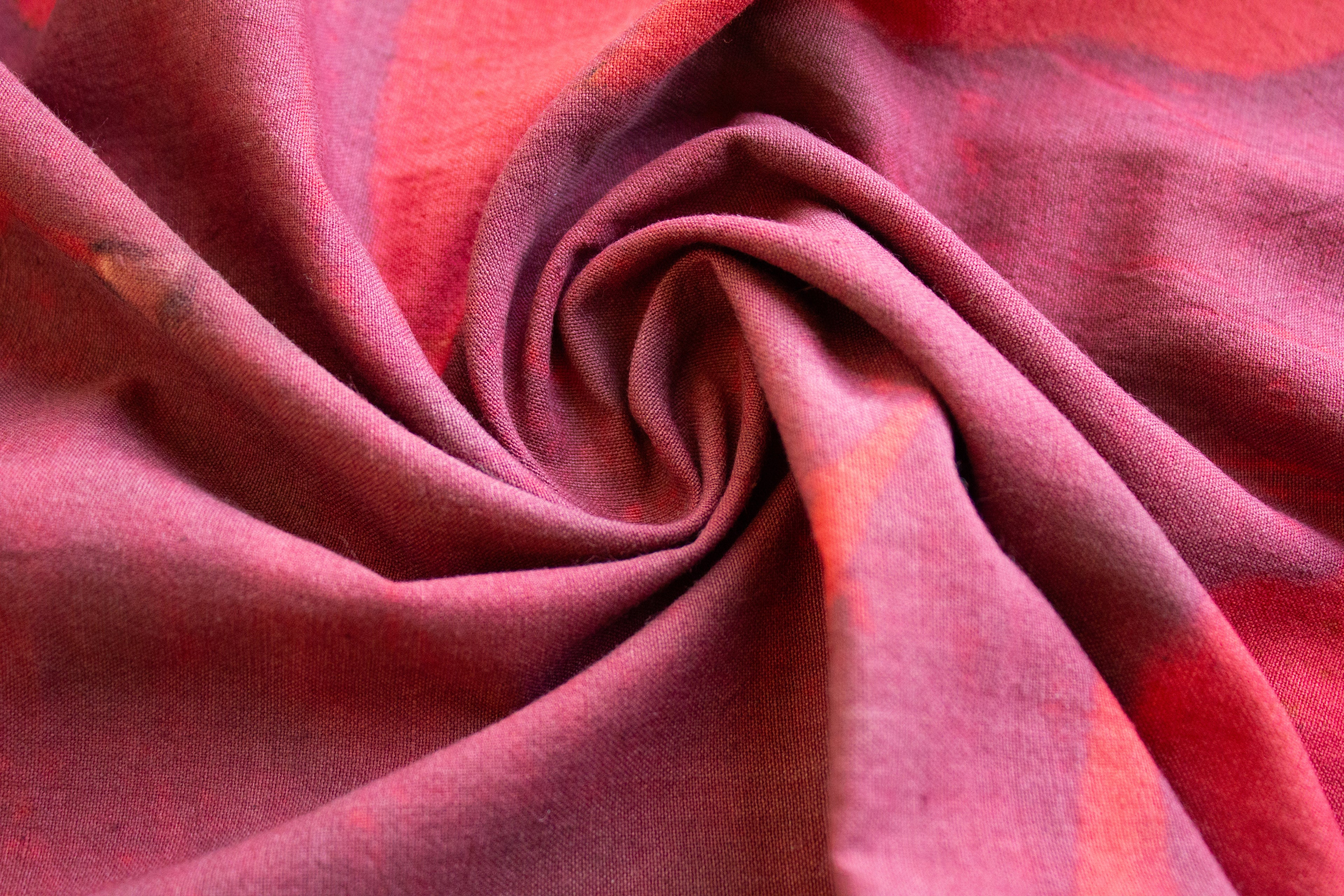 Maroon Cotton Scarf Ecoprinted With Real Leaves