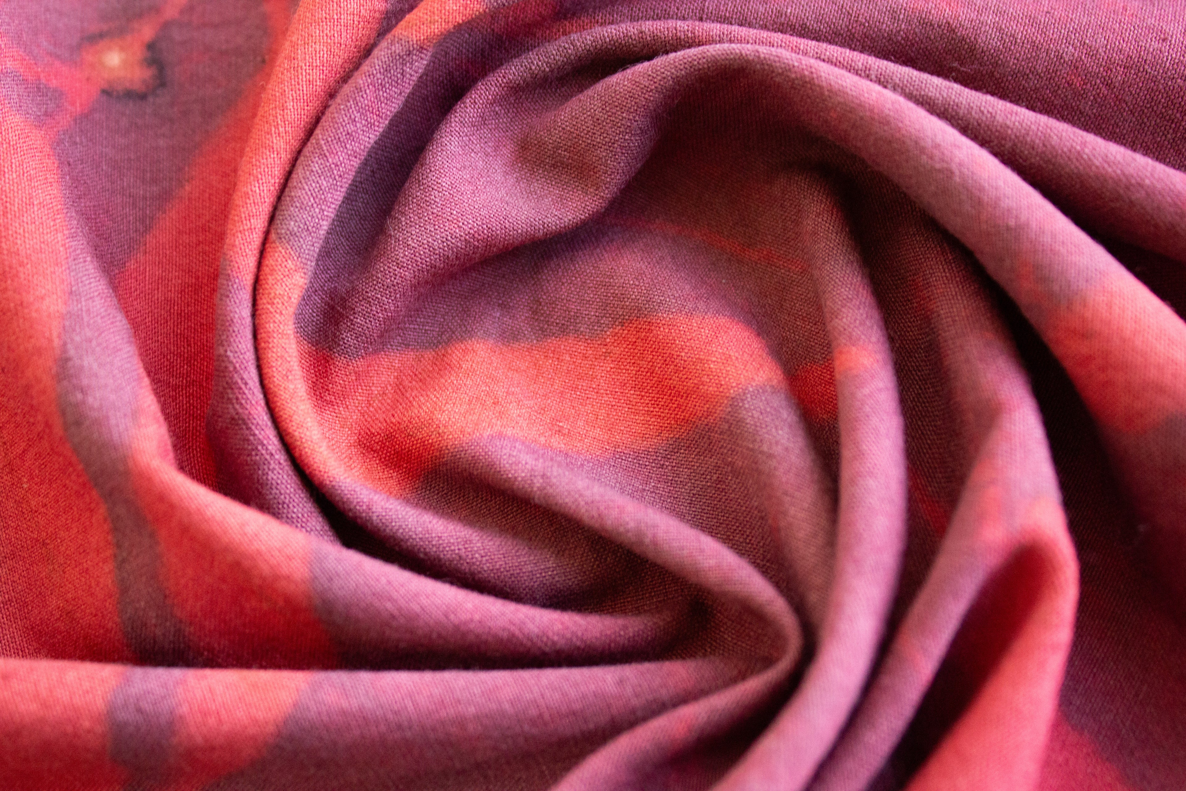 Maroon Cotton Scarf Ecoprinted With Real Leaves