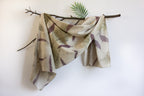White Cotton Scarf Ecoprinted: Silver Oak and Eucalyptus