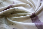 White Cotton Scarf Ecoprinted: Silver Oak and Eucalyptus