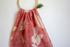 Red Cotton Scarf Ecoprinted With Real Leaves