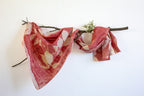 Red Cotton Scarf Ecoprinted With Real Leaves