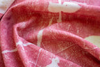 Red Cotton Scarf Ecoprinted With Real Leaves