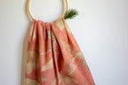 Pink Cotton Scarf Ecoprinted With Real Leaves