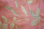 Pink Cotton Scarf Ecoprinted With Real Leaves