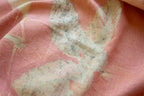 Pink Cotton Scarf Ecoprinted With Real Leaves