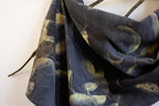 Black And Yellow Cotton Scarf Ecoprinted With Real Leaves