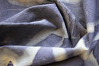Black And Yellow Cotton Scarf Ecoprinted With Real Leaves