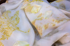 Rose Fabric Scarf Eco Printed: Mixed Leaf Design
