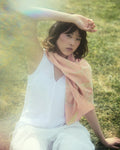 Pink Cotton Scarf Ecoprinted With Real Leaves