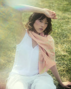 Pink Cotton Scarf Ecoprinted With Real Leaves