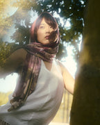 Purple Cotton Scarf Botanical Print