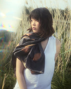 Black And Orange Mulberry Silk Scarf