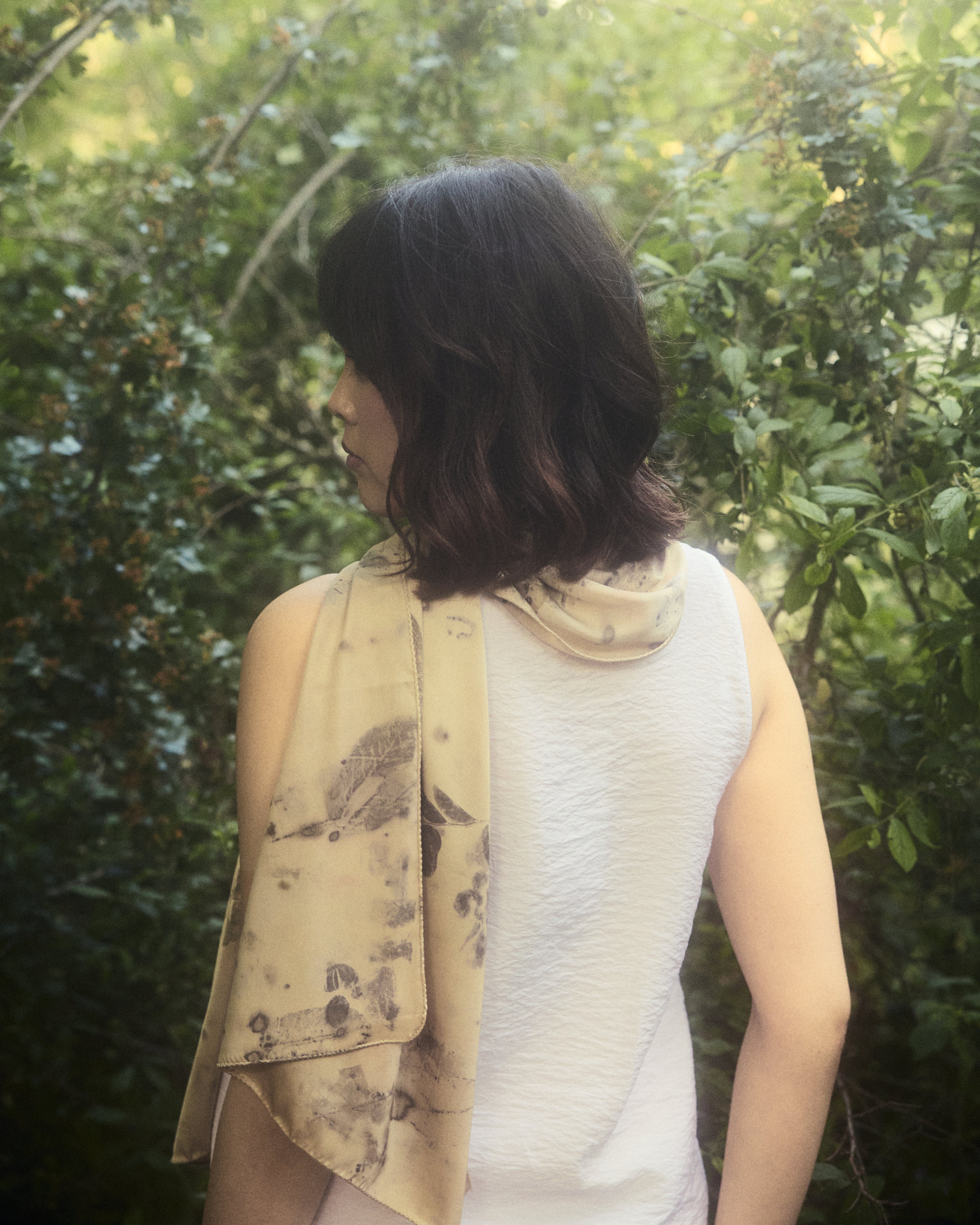 White Guava Eco Printed Silk Scarf