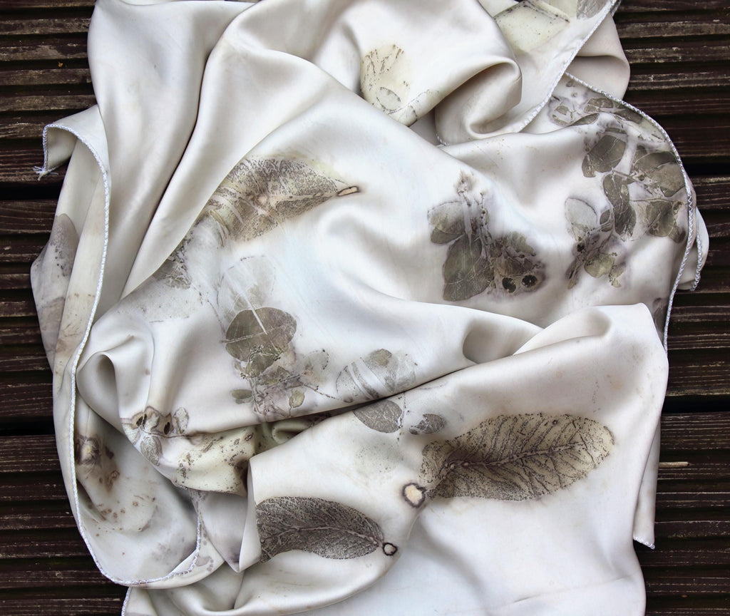 White Guava Eco Printed Silk Scarf