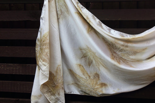 Castor Leaf Silk Scarf Eco Printed
