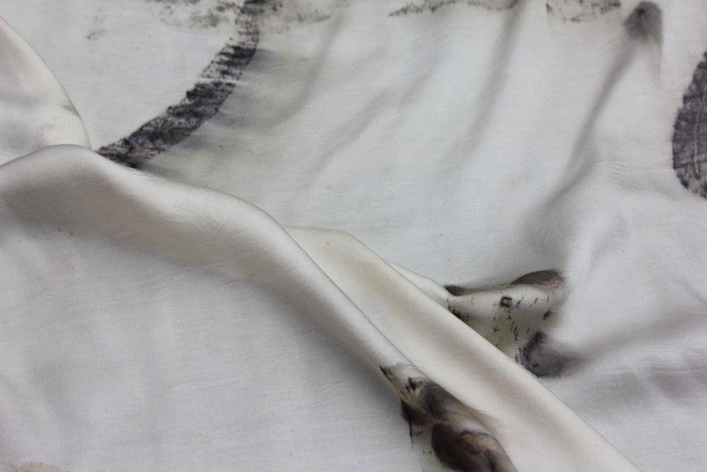 White Silk Eucalyptus Leaf Scarf Eco Printed
