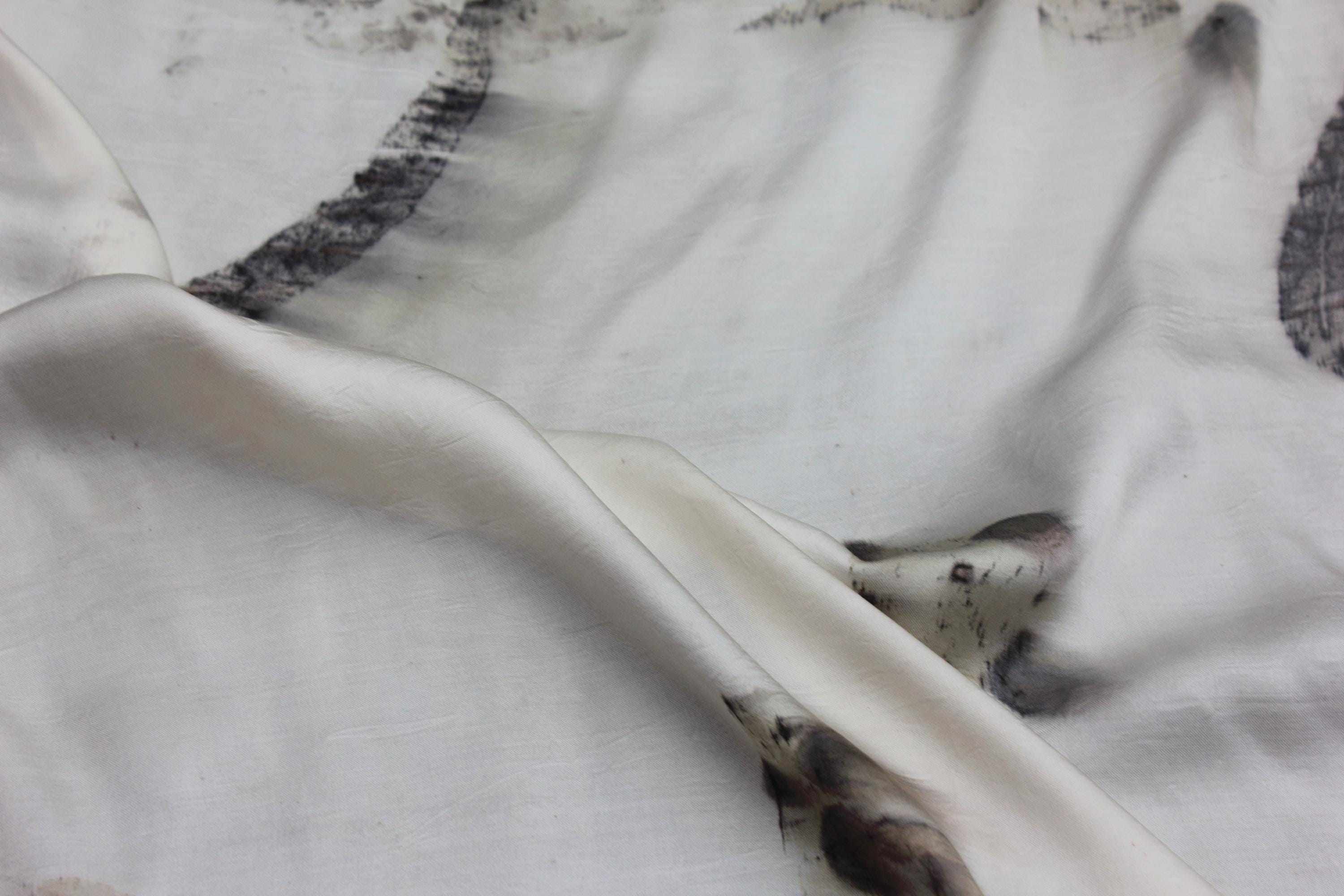 White Silk Eucalyptus Leaf Scarf Eco Printed