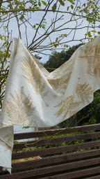 Rose Fabric Scarf Eco Printed: Silver Oak Leaf Design