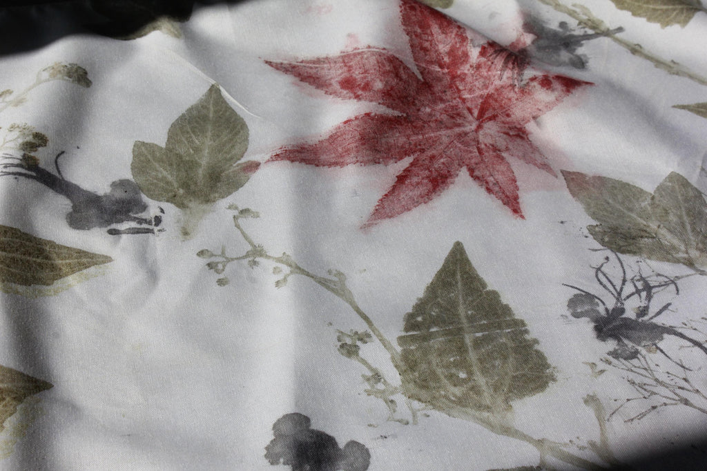 White Cotton Scarf: Eco-Friendly Botanical Print