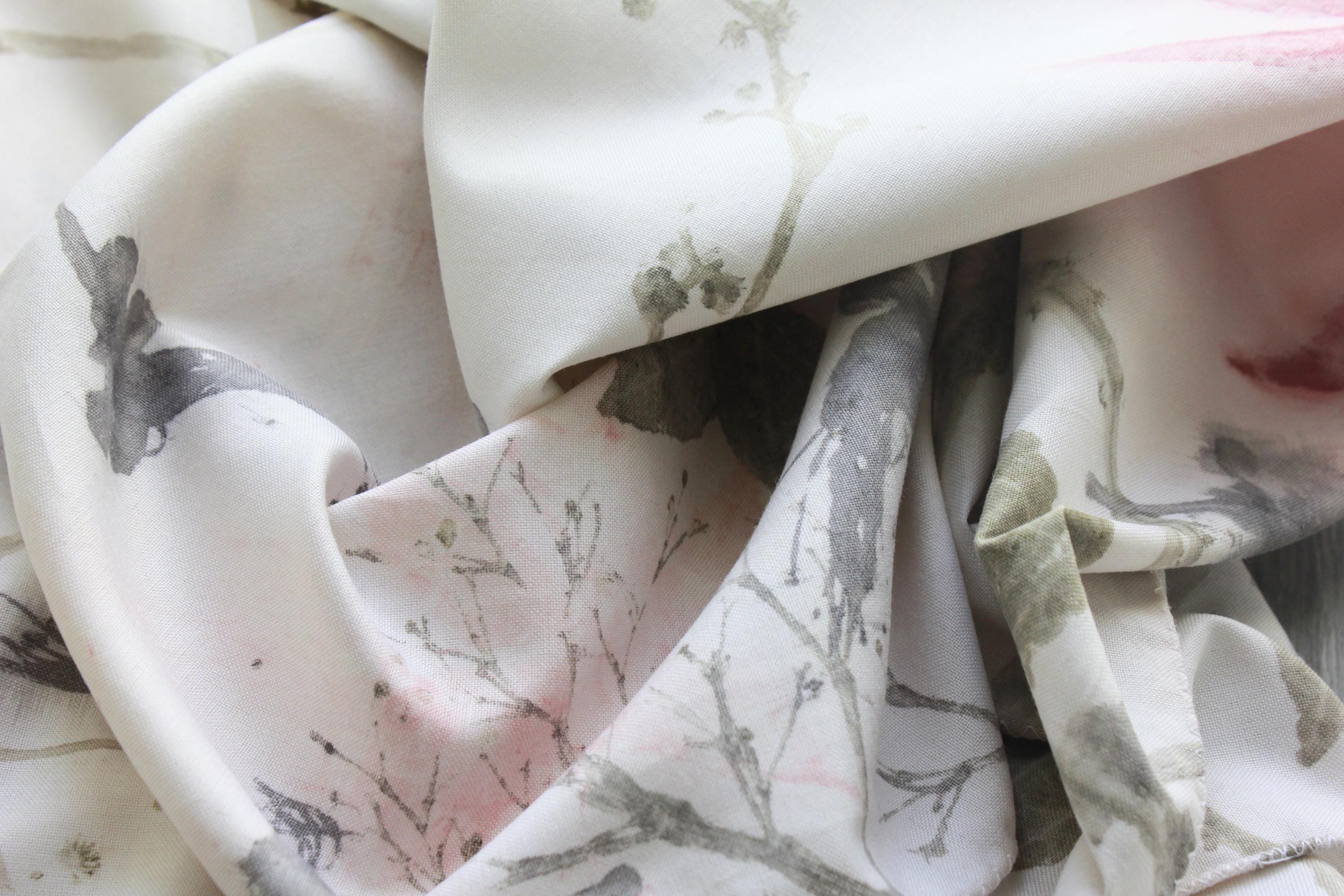 White Cotton Scarf: Eco-Friendly Botanical Print